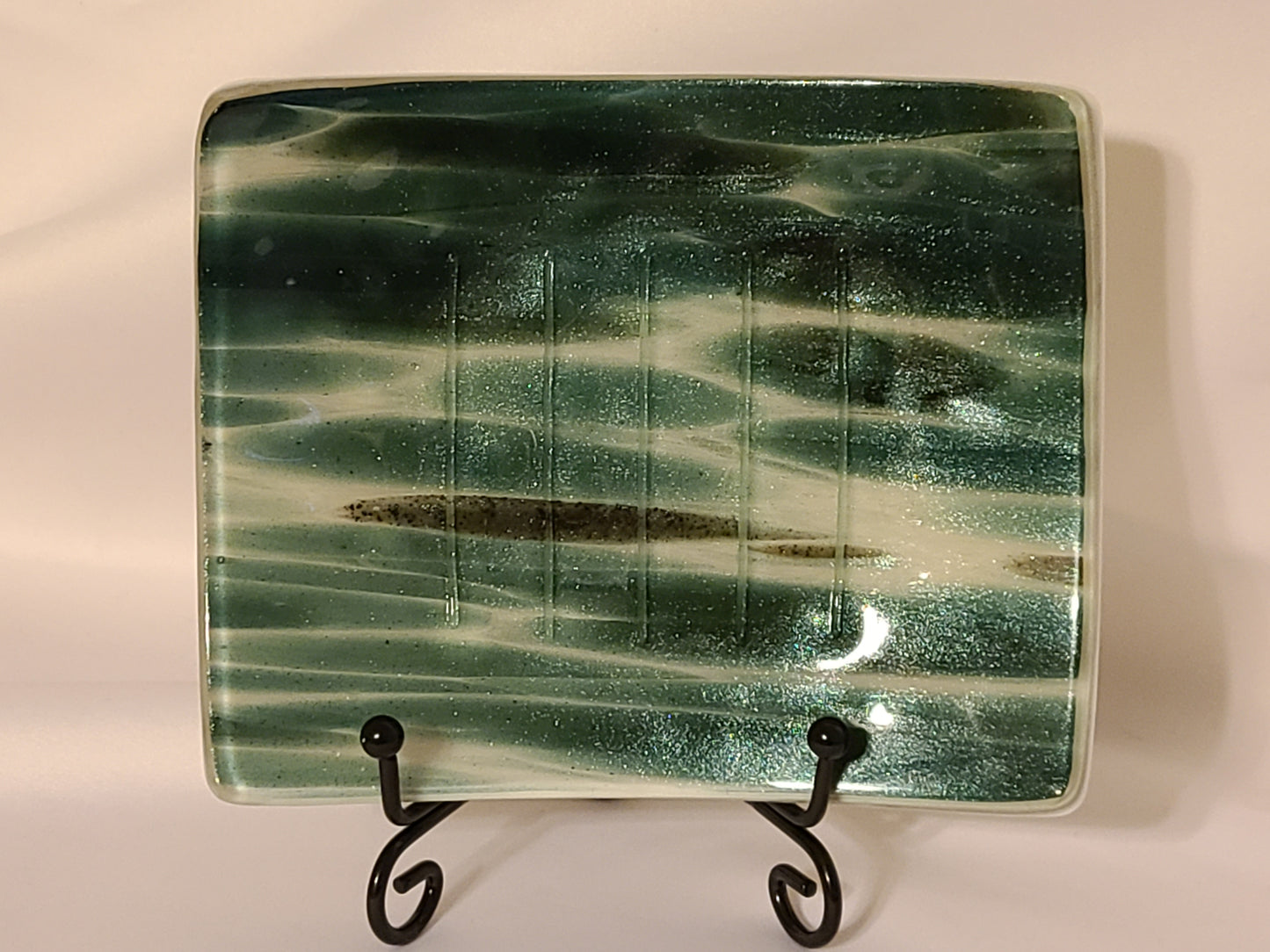 Soap Dish - green and ivory