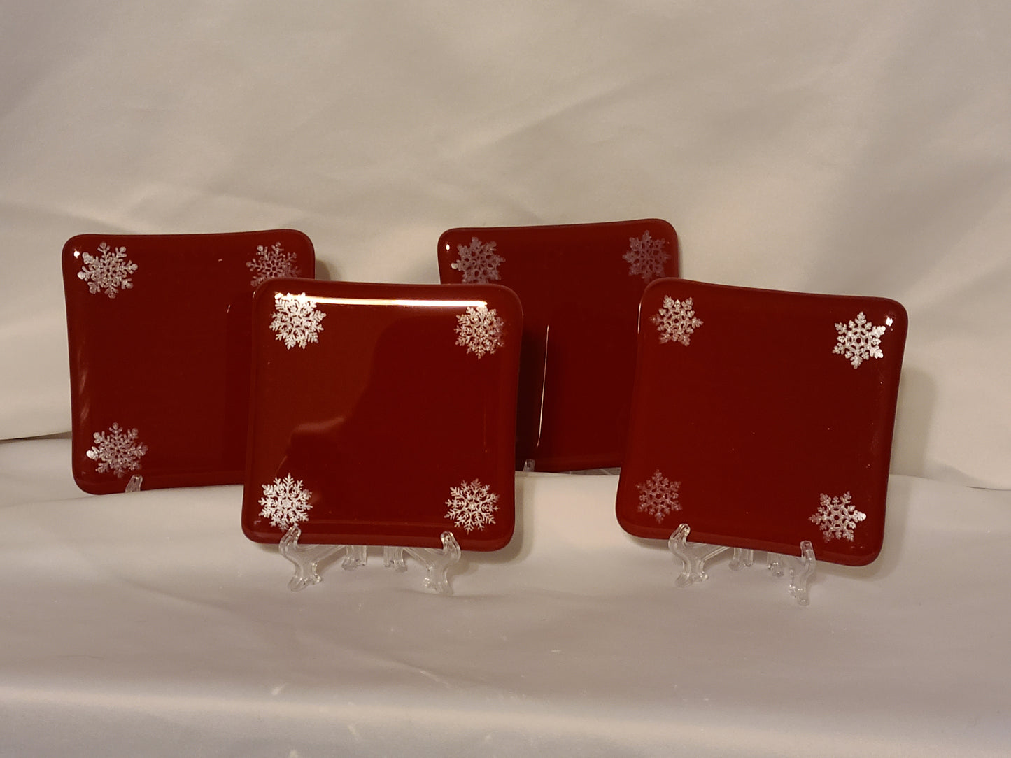 Coaster Set - Red Snowflakes